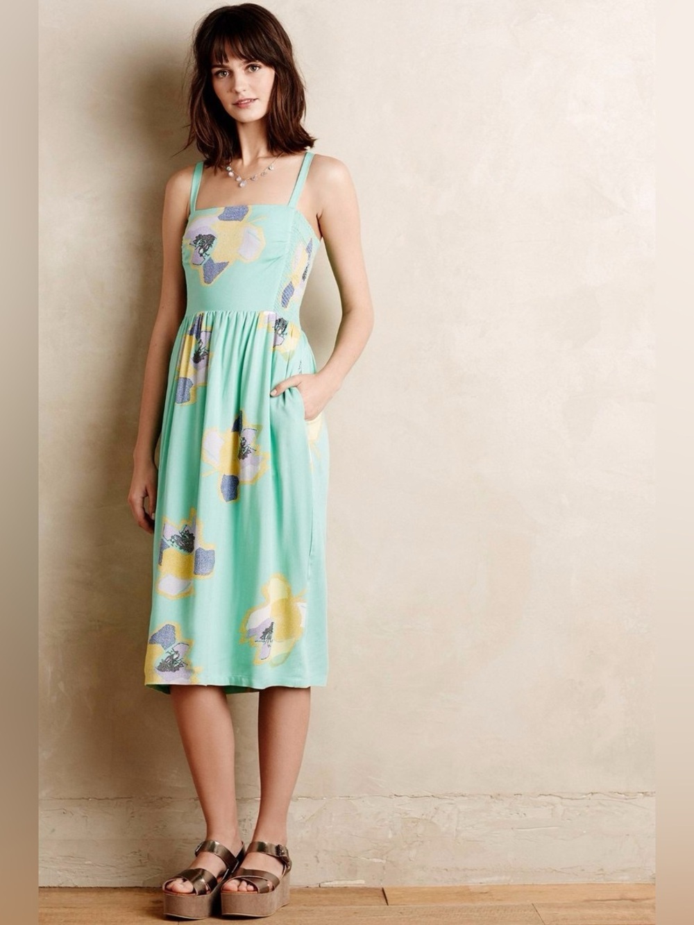 Anthropologie - Corey Lynn Calter Mint Floral Midi Dress